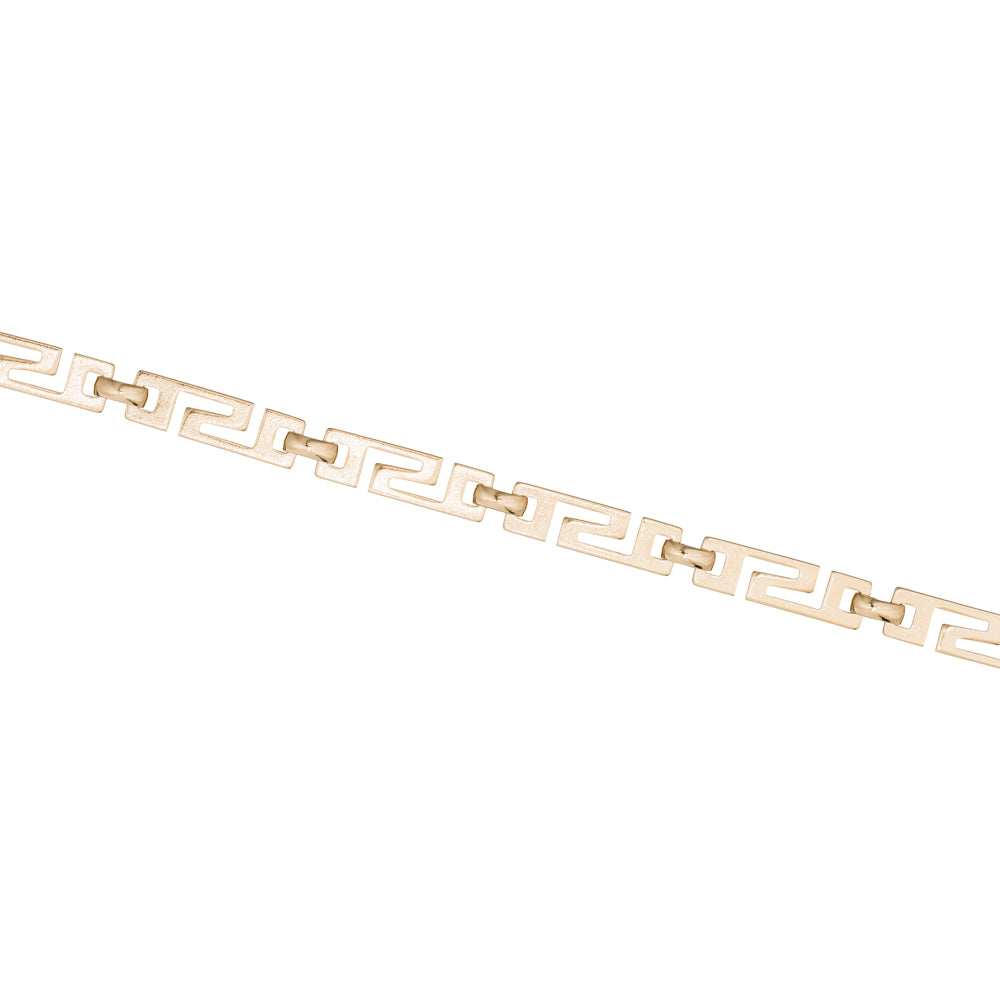Pulsera bañada en oro de 18klt con eslabones formando una cenefa de claves griegas o grecas